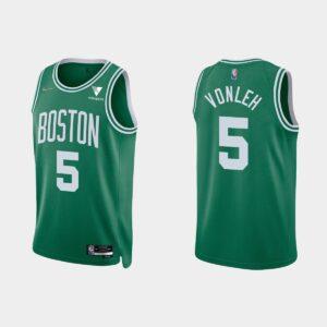 Boston Celtics # 5 Noah Vonleh 75e anniversaire Icône Kelly Green Jersey Maillot de basket-ball Noir 562231
