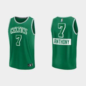 Boston Celtics # 7 Carmelo Anthony Replica City Maillot vert Maillot de basket-ball Gris 556055