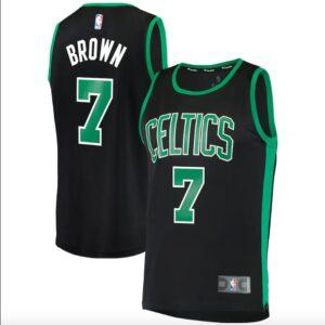 Boston Celtics #7 Jaylen Brown Fast Break Réplique du joueur Déclaration Maillot Noir Noir 568965