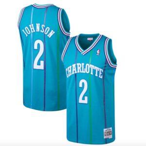 1992-93 Charlotte Hornets #2 Larry Johnson Hardwood Classics Sarcelle Jersey Crème 575848