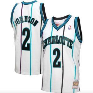 Maillot de basket-ball 1994-95 Charlotte Hornets #2 Larry Johnson Hardwood Classics Reload 3.0 Maillot blanc 576002
