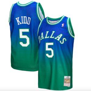 Maillot de basket 1994-95 Dallas Mavericks # 5 Jason Kidd Mitchell & Ness Fadeaway maillot vert/marine 584792