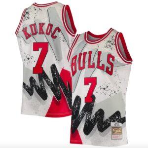 Maillot de basket-ball 1995-96 Chicago Bulls #7 Toni Kukoc Mitchell & Ness Hyper Hoops Maillot blanc 581980