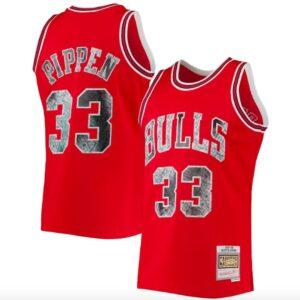 Maillot de basket-ball 1996-97 Chicago Bulls # 33 Scottie Pippen Mitchell & Ness 75e anniversaire Maillot rouge diamant 581919