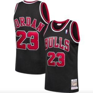 Maillot de basket-ball 1997-98 Chicago Bulls #23 Michael Jordan Mitchell & Ness authentique joueur maillot noir 577059