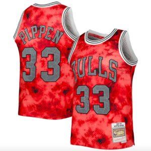 Maillot de basket-ball 1997-98 Chicago Bulls # 33 Scottie Pippen Mitchell & Ness Galaxy Maillot rouge 581943