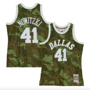Maillot de basket-ball 1998-99 Dallas Mavericks # 41 Dirk Nowitzki Mitchell & Ness Ghost Green Camo Jersey 585348