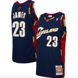 Maillot de basket 2007-08 Cleveland Cavaliers # 23 LeBron James Mitchell & Ness Authentique Maillot Marine 583376