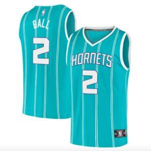 Maillot de basket-ball 2020-21 Charlotte Hornets #2 LaMelo Ball Fast Break Icon Sarcelle Jersey Marron 574229