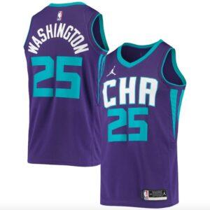 2020-21 Charlotte Hornets # 25 PJ Washington Jr. Maillot de basket-ball Déclaration Maillot violet 575903