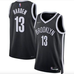 Maillot de basket-ball 2021-22 Brooklyn Nets #13 James Harden Diamond Icon Maillot noir Orange 574074