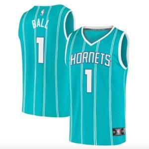 Maillot de basket-ball 2021-22 Charlotte Hornets #1 LaMelo Ball Fast Break Icon Sarcelle Jersey Noir 574260