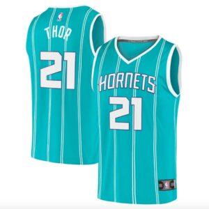 Maillot de basket-ball 2021-22 Charlotte Hornets #21 JT Thor Fast Break Icon Sarcelle Jersey 576612