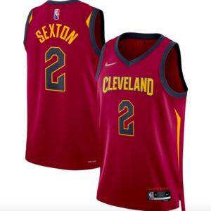 Maillot de basket-ball des Cleveland Cavaliers 2021-22 #2 Collin Sexton Diamond Icon Wine Jersey jaune 583310