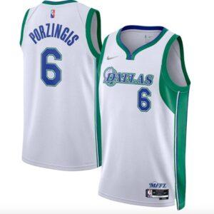 Maillot de basket-ball 2021-22 Dallas Mavericks #6 Kristaps Porzingis Nike City Maillot blanc 586862