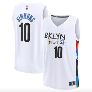 Maillot de basket-ball 2022-23 Brooklyn Nets #10 Ben Simmons Fast Break City Maillot blanc noir 573979