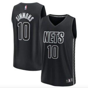 Maillot de basket-ball 2022-23 Brooklyn Nets #10 Ben Simmons Fast Break Statement Maillot noir blanc 573481