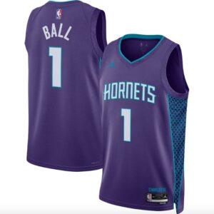 Maillot de basket-ball 2022-23 Charlotte Hornets #1 LaMelo Ball Statement Violet Jersey Marron 575240