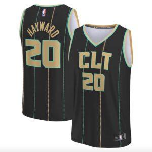 Maillot de basket-ball 2022-23 Charlotte Hornets #20 Gordon Hayward Fast Break City Maillot noir blanc 576636