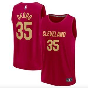 Maillot de basket-ball des Cleveland Cavaliers 2022-23 #35 Isaac Okoro Fast Break Icon Wine Jersey noir 583298