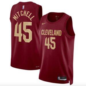 Maillot de basket-ball 2022-23 Cleveland Cavaliers #45 Donovan Mitchell Icon Maillot bordeaux 582998