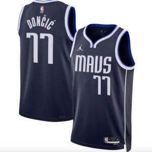 Maillot de basket-ball 2022-23 Dallas Mavericks #77 Luka Doncic Jordan Statement Navy Jersey 584165