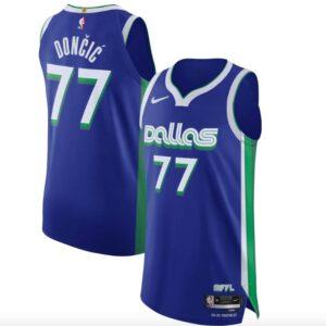 Maillot de basket-ball 2022-23 Dallas Mavericks #77 Luka Doncic Nike Authentique City Blue Jersey 584307