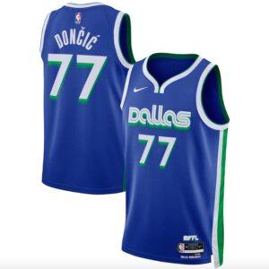 Maillot de basket-ball 2022-23 Dallas Mavericks #77 Luka Doncic Nike City Blue Jersey 584197