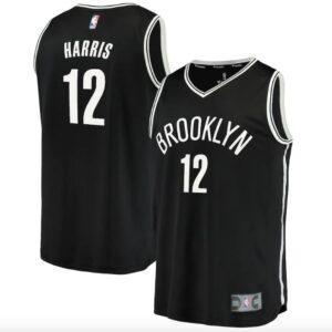 Brooklyn Nets # 12 Joe Harris Fast Break Icon Maillot de basket-ball noir Bleu 574085