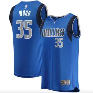 Maillot de basket-ball Dallas Mavericks # 35 Christian Wood Break Replica Icon Jersey bleu crème 586117