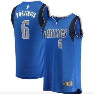 Dallas Mavericks # 6 Kristaps Porzingis Fast Break Icon Maillot de basket-ball bleu 586838