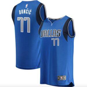Maillot de basket-ball Dallas Mavericks # 77 Luka Doncic Fast Break Icon Maillot bleu 584364