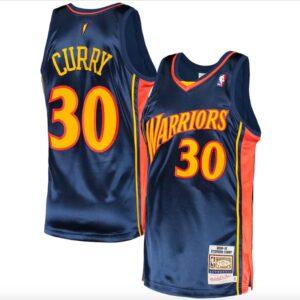 Maillot de basket 2009 Golden State Warriors # 30 Stephen Curry Mitchell & Ness maillot marine authentique 595321