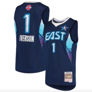 Maillot de basket-ball 2009 NBA All-Star Game Detroit Pistons #1 Allen Iverson Mitchell & Ness Swingman Navy Jersey 592218