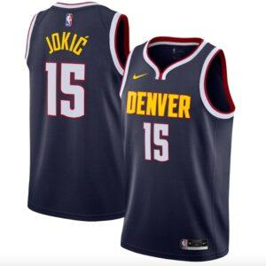 2020-21 Denver Nuggets # 15 Nikola Jokic Nike Icon Maillot de basket-ball bleu 590057