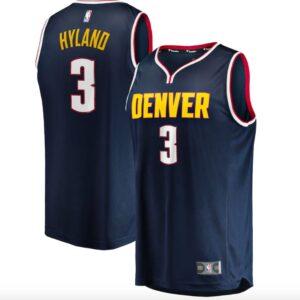 Maillot de basket-ball 2021-22 Denver Nuggets #3 Bones Hyland Fast Break Icon Navy Jersey 588026