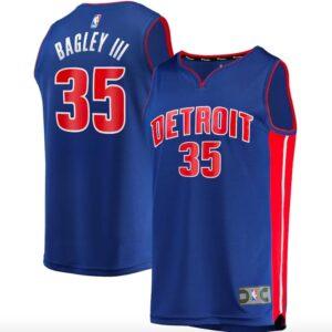 Maillot de basket-ball 2021-22 Detroit Pistons #35 Marvin Bagley III Fast Break Icon Maillot bleu noir 594478