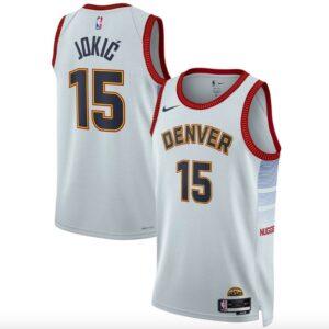 Maillot de basket-ball 2022-23 Denver Nuggets #15 Nikola Jokic Fast Break City Silver Jersey 588002