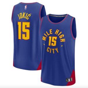 Maillot de basket-ball 2022-23 Denver Nuggets #15 Nikola Jokic Fast Break State Blue Jersey 587037