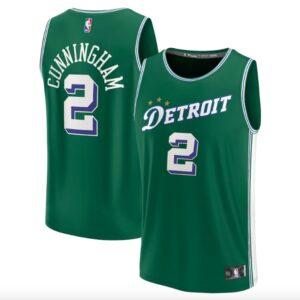Maillot de basket-ball 2022-23 Detroit Pistons #2 Cade Cunningham Fast Break City Maillot vert blanc 590266