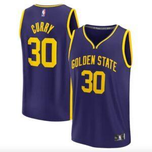 Maillot de basket-ball 2022-23 Golden State Warriors #30 Stephen Curry Fast Break Statement Navy Jersey 594495