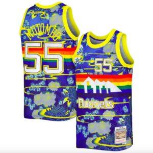 Denver Nuggets # 55 Dikembe Mutombo Mitchell & Ness Maillot Bleu Nouvel An Lunaire Gris 590205