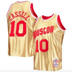Maillot de basket-ball 1993-94 Houston Rockets # 10 Sam Cassell Mitchell & Ness 75e anniversaire maillot d'or 601829
