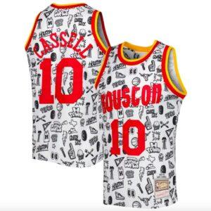 Maillot de basket 1993-94 Houston Rockets # 10 Sam Cassell Mitchell & Ness Doodle maillot blanc 600878