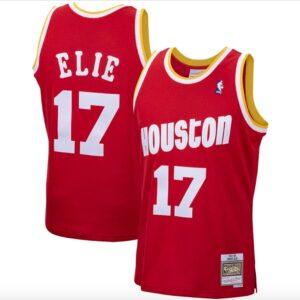 Maillot de basket-ball 1993-94 Houston Rockets # 17 Mario Elie Mitchell & Ness Maillot rouge noir 601222