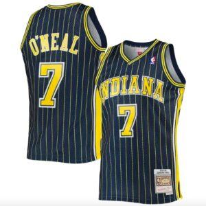 Maillot de basket-ball 2003-04 Indiana Pacers # 7 Jermaine O'Neal Mitchell & Ness Navy Jersey 602345