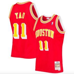 Maillot de basket-ball 2004-05 Houston Rockets # 11 Yao Ming Mitchell & Ness Hardwood Red Jersey 601803