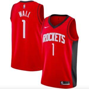 2020-21 Houston Rockets #1 John Wall Nike Icon Maillot de basket-ball rouge Blanc 600854