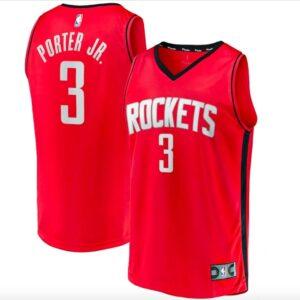 2021-22 Houston Rockets #3 Kevin Porter Jr. Maillot de basket-ball Fast Break Icon Maillot rouge Blanc 600071