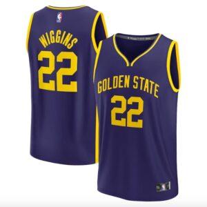 Maillot de basket-ball 2022-23 Golden State Warriors #22 Andrew Wiggins Fast Break Statement Navy Jersey 598075